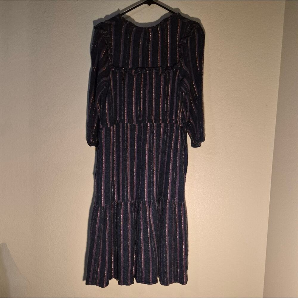 Anthropologie Wool Blend Midnight Ruffled Midi Dress - Picture 9 of 11